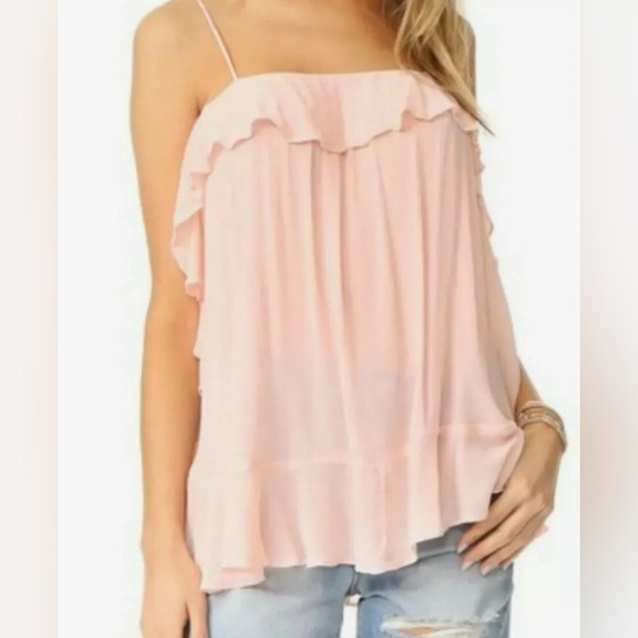 Free People Tops - Free People Intimately Cascade Ruffle Camisole Tank Top Petal Pink Barbie Pastel